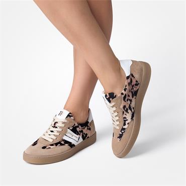 Paul Green Gumsole T Toe Trainer - Beige Leopard Combi